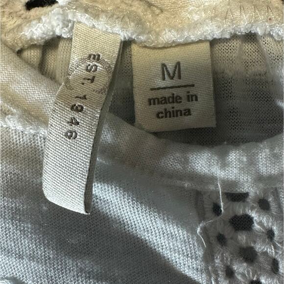 Cato Off White V-Neck Eyelet Trim Short Sleeve Tunic Top Size M - Picture 4 of 8